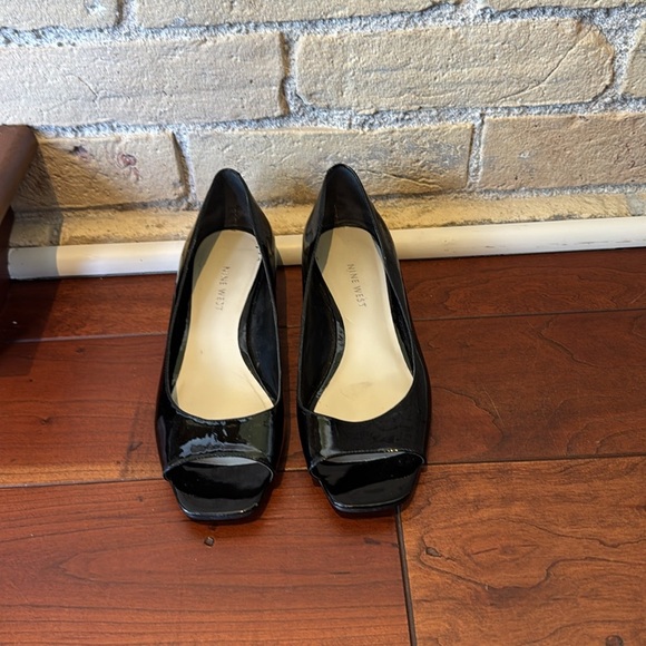 Nine West Black Patent Leather Peep-Toe Shoes - Picture 3 of 4